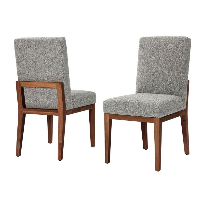 Dovetail - Upholstered Side Chair - Charcoal Fabric. - Natural