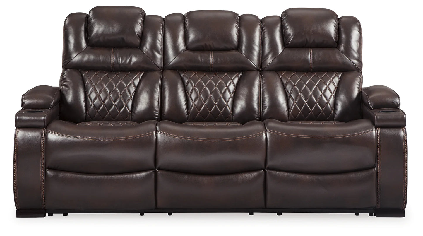 Warnerton - Brown Dark - Pwr Rec Sofa With Adj Headrest