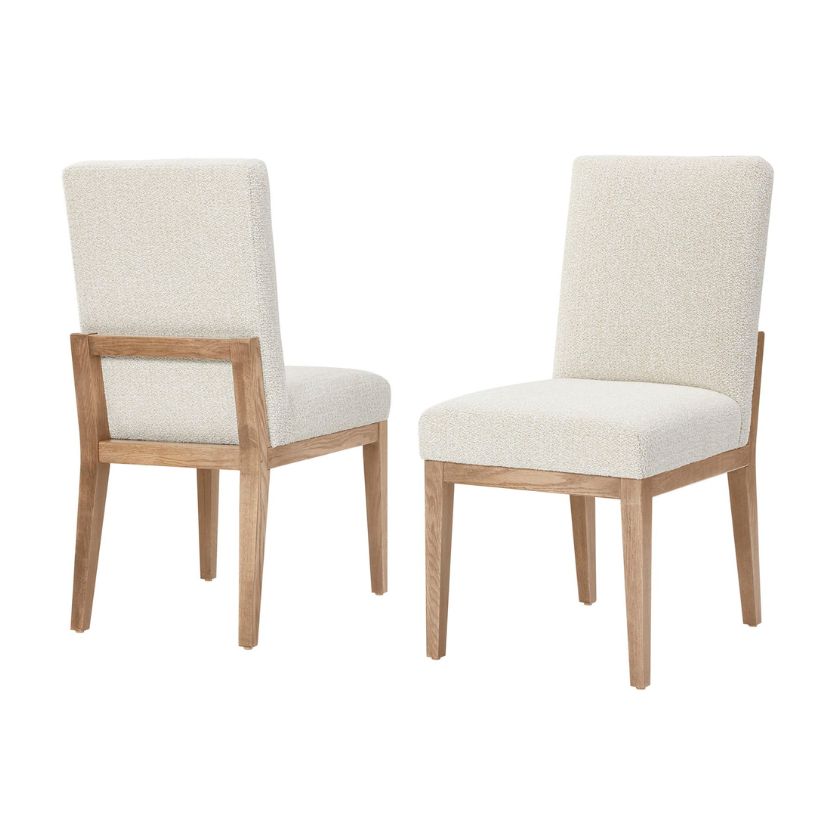 Dovetail - Upholstered Side Chair With An Oatmeal Fabric. - Bleached White