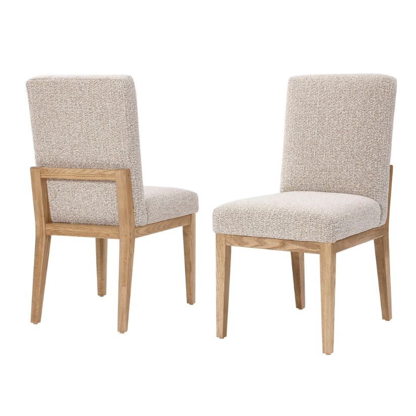 Dovetail - Upholstered Side Chair With A Grey Fabric. - Bleached White