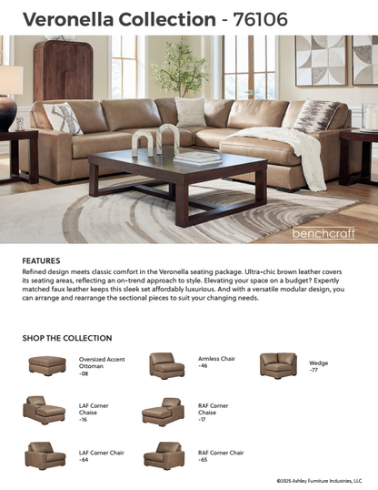 Veronella - 5-Piece Sectional With LAF Corner Chaise - Sahara