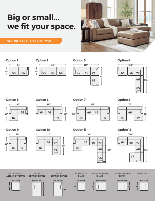 Veronella - 5-Piece Sectional With LAF Corner Chaise - Sahara