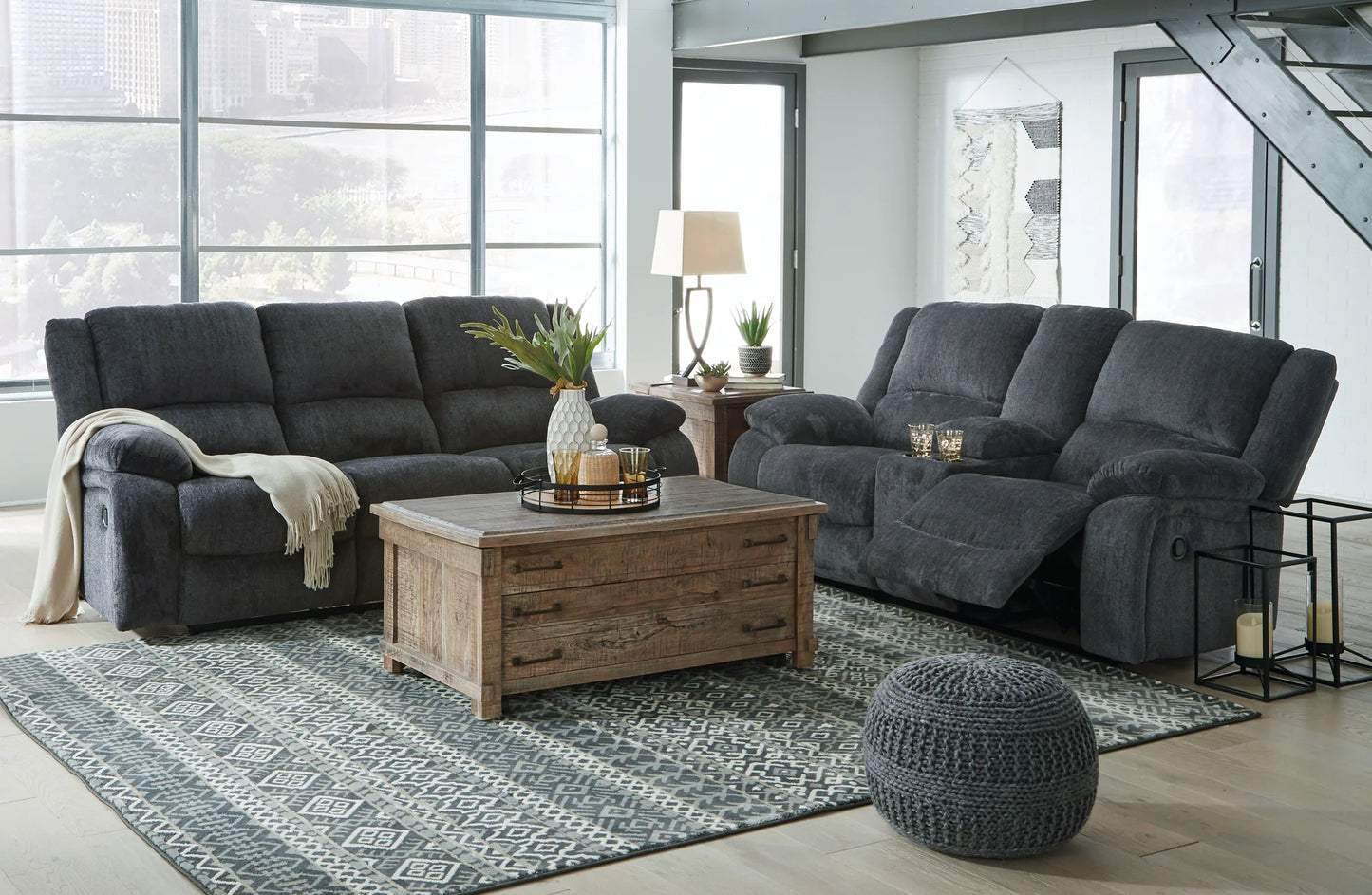 Draycoll - Dark Gray - 2 Pc. - Reclining Sofa, Loveseat