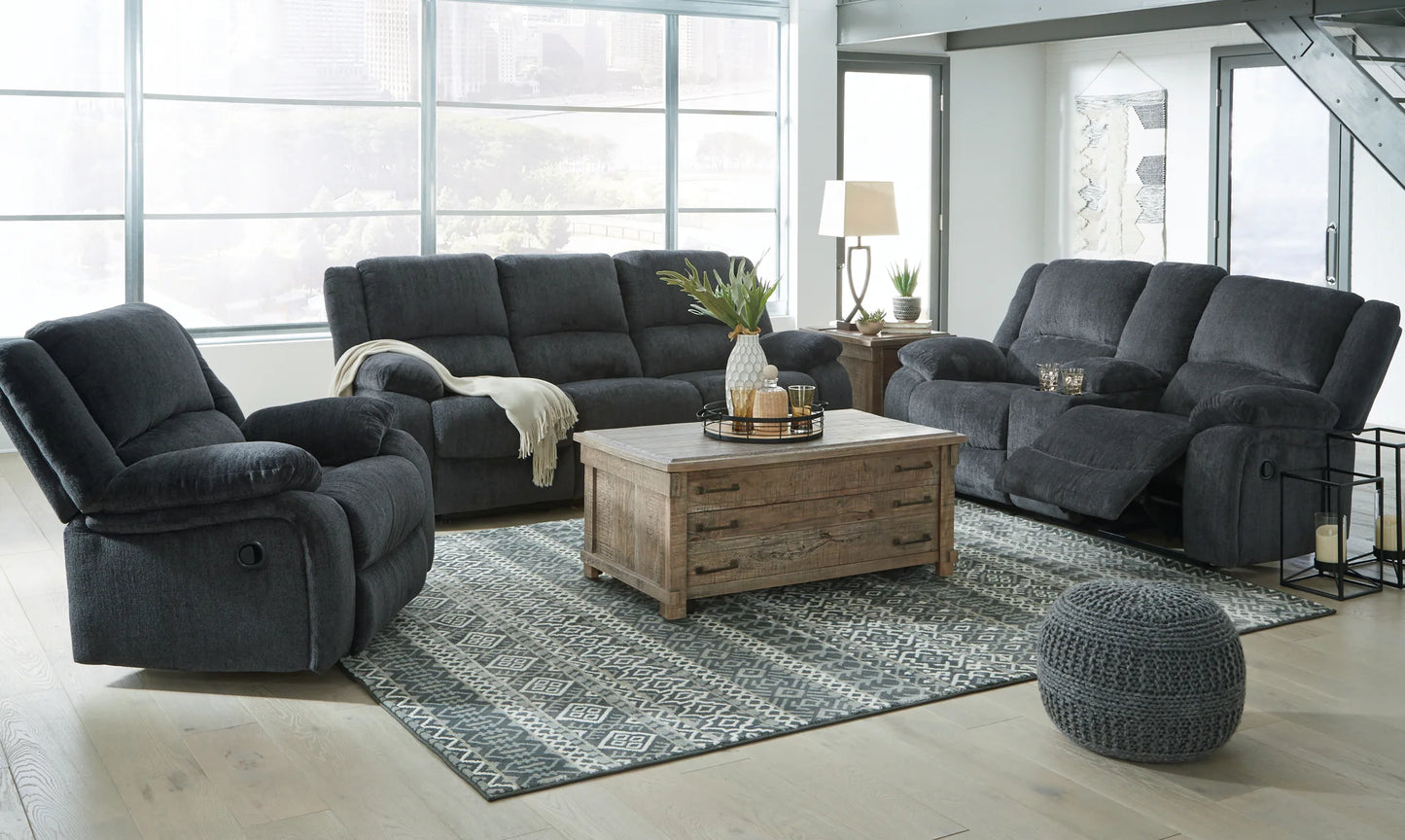 Draycoll - Dark Gray - 3 Pc. - Reclining Sofa, Loveseat, Rocker Recliner