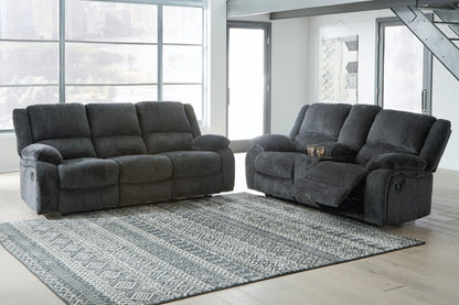 Draycoll - Dark Gray - 3 Pc. - Reclining Sofa, Loveseat, Rocker Recliner