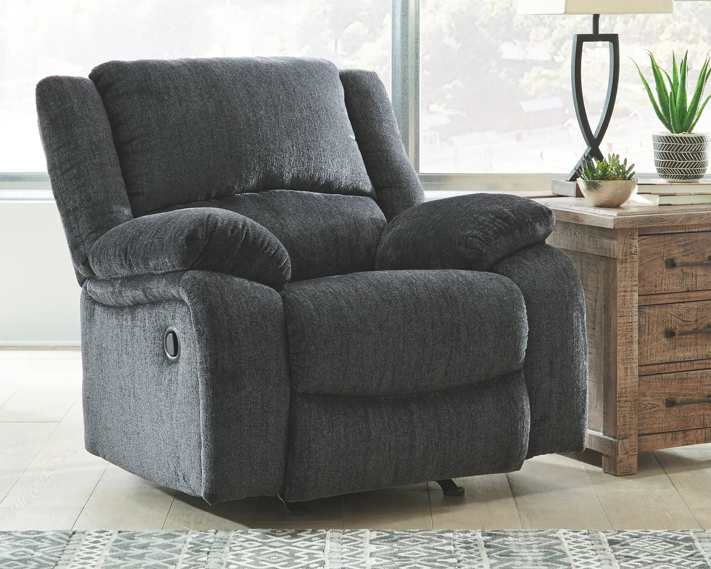 Draycoll - Dark Gray - 3 Pc. - Reclining Sofa, Loveseat, Rocker Recliner