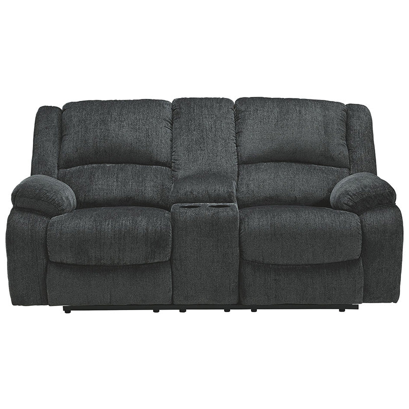 Draycoll - Dark Gray - Dbl Rec Loveseat W/Console