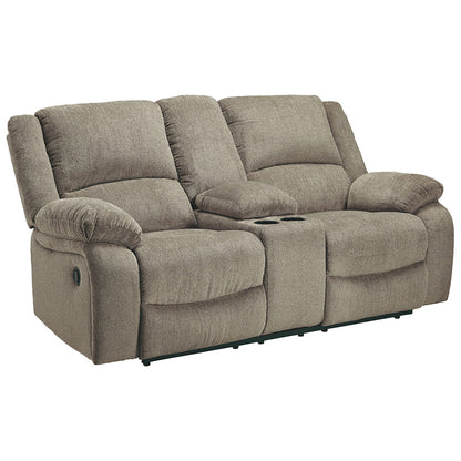 Draycoll - Light Gray - Dbl Rec Loveseat W/Console