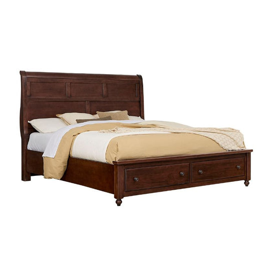 Vista - Queen Sleigh Foot Storage Bed - Cherry