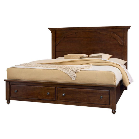 Vista - Queen Mansion Foot Storage Bed - Cherry