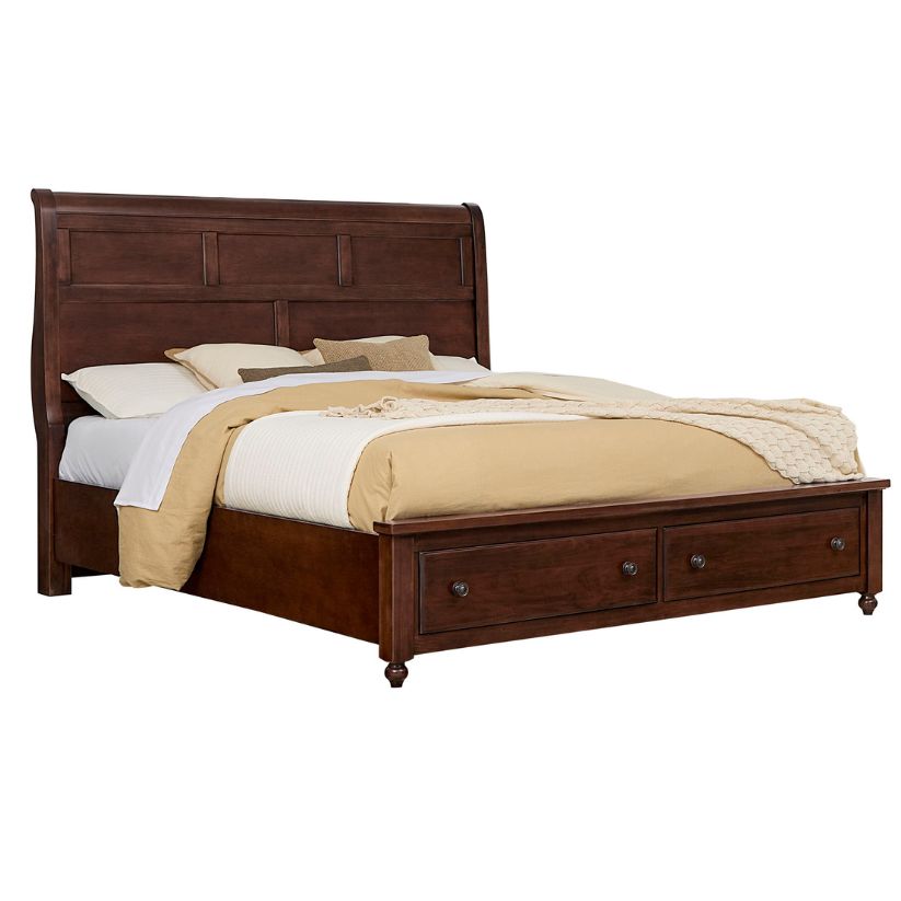 Vista - King Sleigh Foot Storage Bed - Cherry