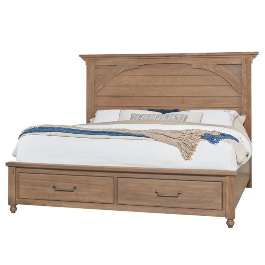 Vista - Queen Mansion Foot Storage Bed - Natural Oak