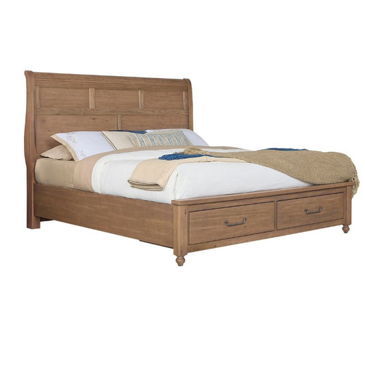 Vista - King Sleigh Foot Storage Bed - Natural Oak