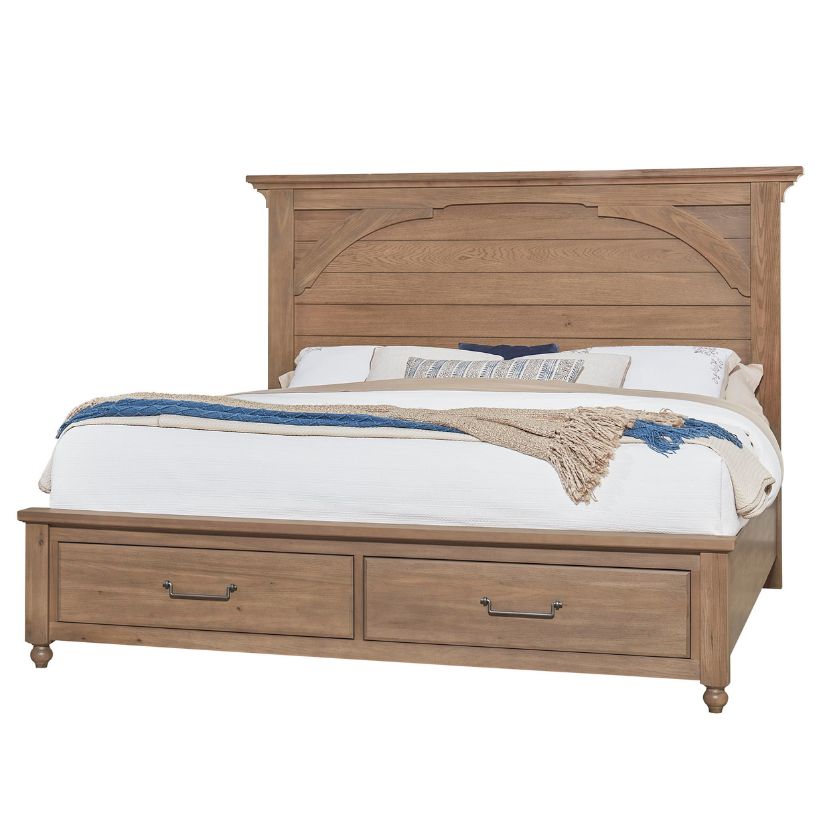 Vista - King Mansion Foot Storage Bed - Natural Oak