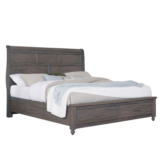 Vista - Queen Sleigh Foot Storage Bed - Gray