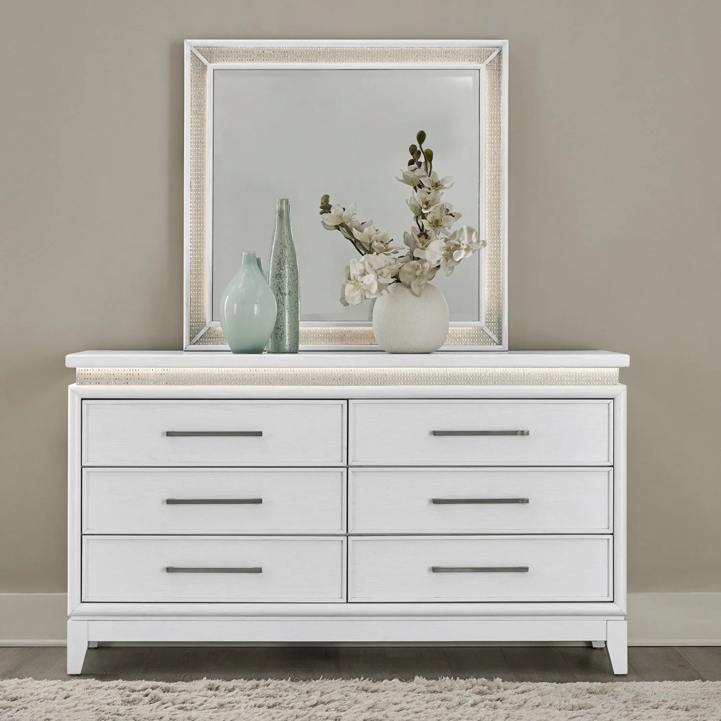 Reflections - Dresser & Mirror - White