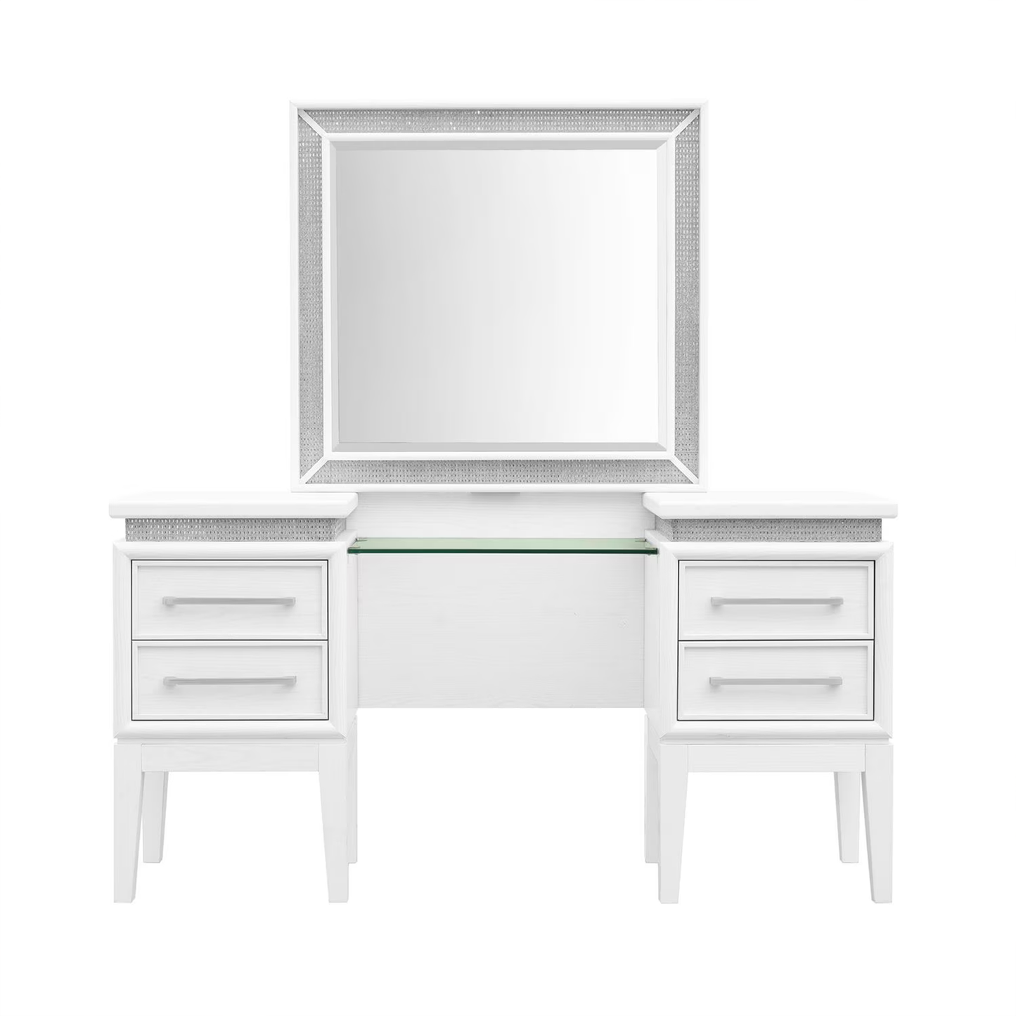 Reflections - Vanity Desk - Pearl White & Rhinestone – Furniture ...