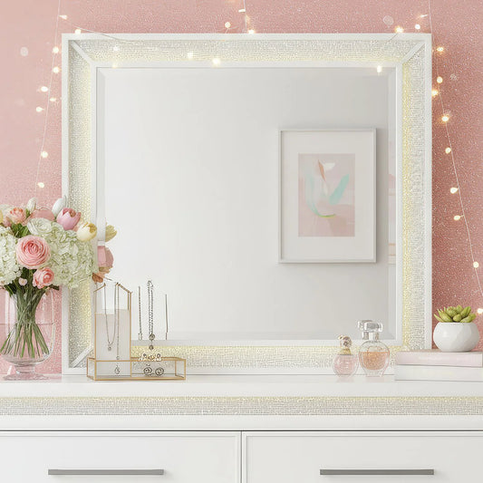 Reflections - Lighted Mirror - Pearl White