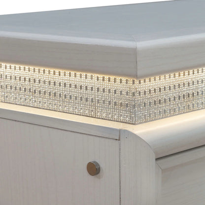 Reflections - Nightstand With Lights and Charging Station - White