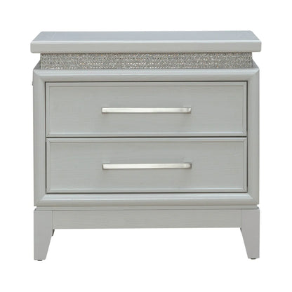 Reflections - Nightstand With Lights and Charging Station - White