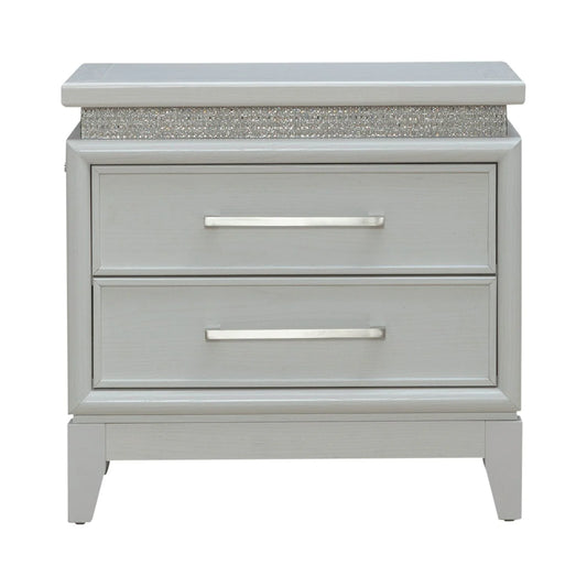 Reflections - Nightstand With Lights and Charging Station - White