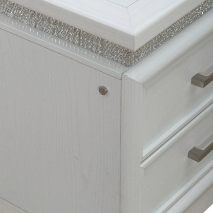 Reflections - Nightstand With Lights and Charging Station - White