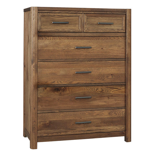 Crafted Oak - Chest With 5 Drawers - Dark Brown