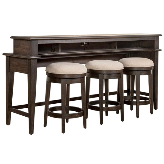 Mill Creek - 4 Piece Set (Bar Console & 3 Stools) - Dark Brown
