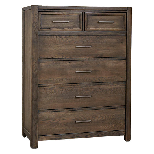 Crafted Oak - Chest 5 Drawers - Dark Brown