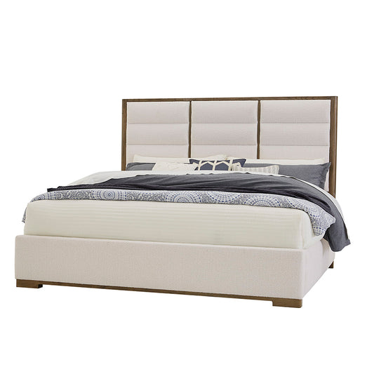 Crafted Oak - Erin's Queen Upholstered Bed (Headboard, Footboard With Rails) - White Boucle