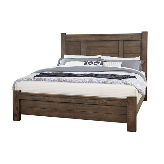 Crafted Oak - Ben's Queen Post Bed (Headboard, Footboard, Rails) - Dark Brown