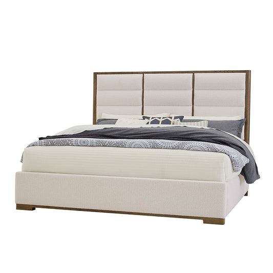 Crafted Oak - Erin's King Upholstered Bed (Headboard, Footboard With Rails) - White Boucle