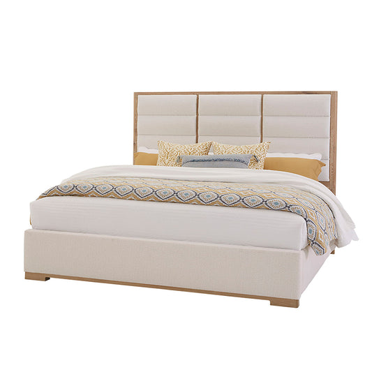 Crafted Oak - Erin's Queen Upholstered Bed (Headboard, Footboard, Rails) - White Boucle