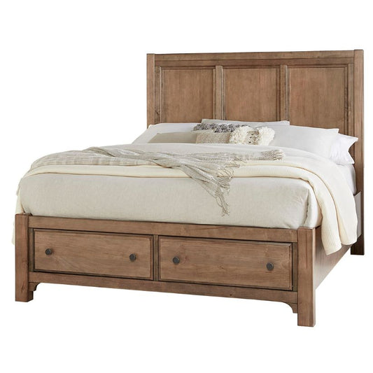 Cool Farmhouse - Queen Panel Footboard Storage Bed - Natural