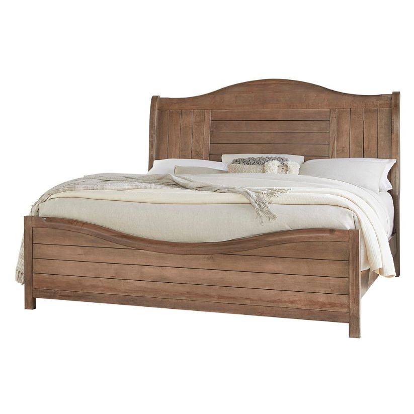 Cool Farmhouse - King Sleigh Bed - Natural