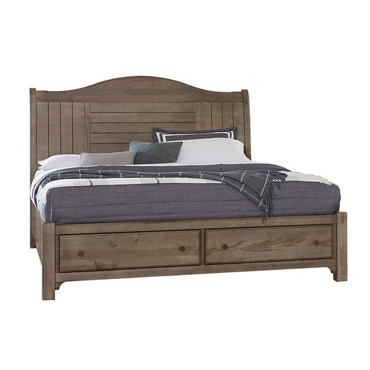 Cool Farmhouse - Queen Sleigh Footboard Storage Bed - Gray