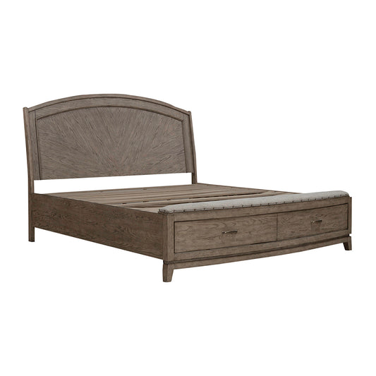 Avalon - King Panel Storage Bed - Burnished Beige