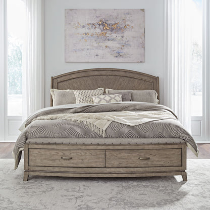 Avalon - Queen Panel Storage Bed - Burnished Beige