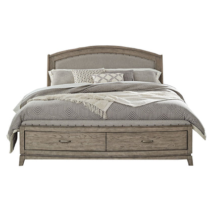 Avalon - Queen Panel Storage Bed - Burnished Beige