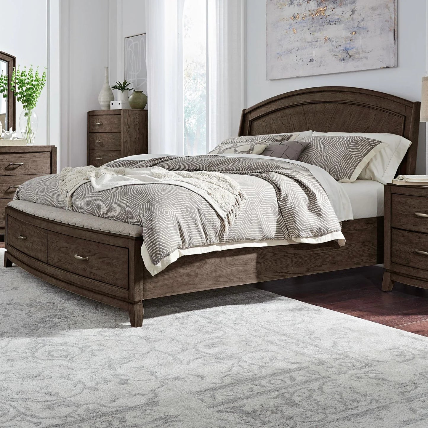 Avalon - Queen Panel Storage Bed - Brown