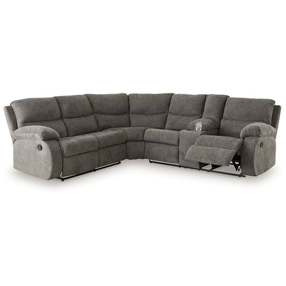 Museum - Pewter - 2-Piece Reclining Sectional With Raf Reclining Loveseat With Console