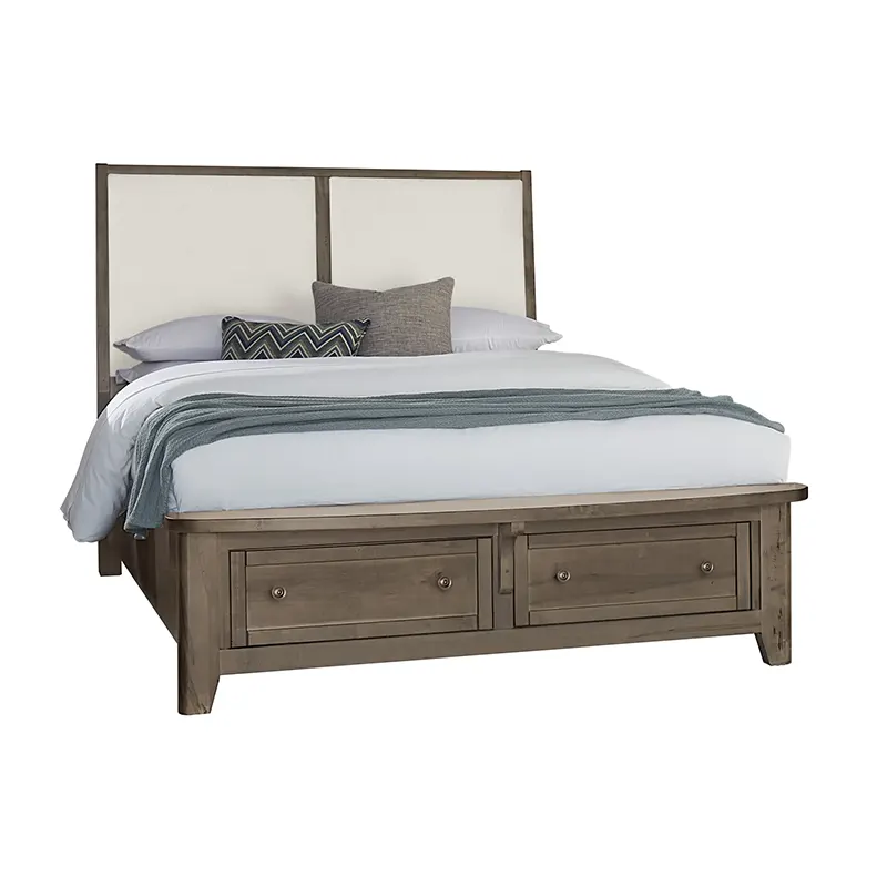 Woodbridge - Queen Storage Upholstered Bed With White Fabric - Dark Cashmere