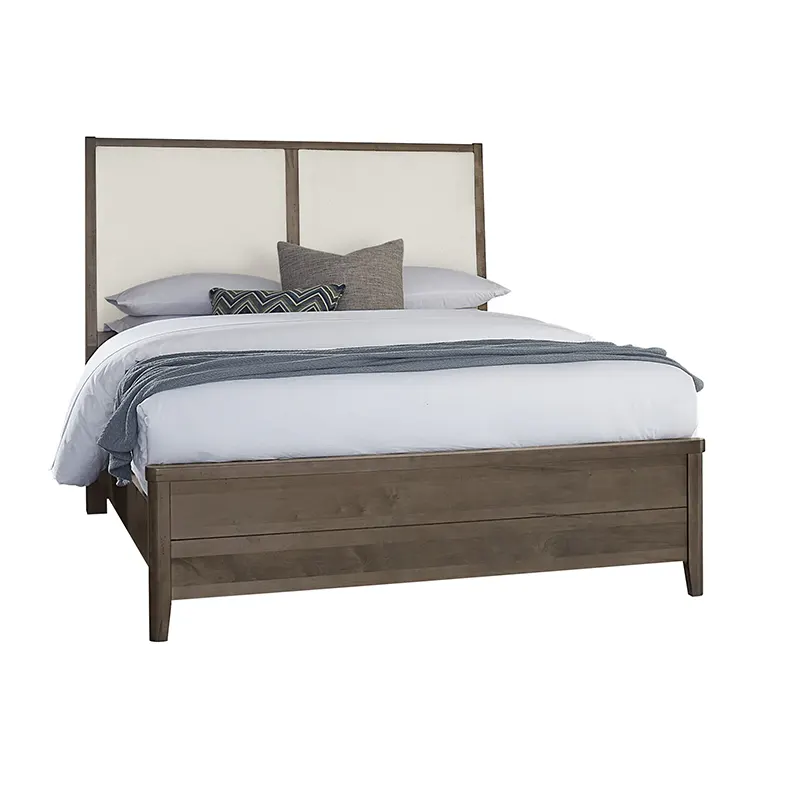 Woodbridge - Queen Upholstered Bed With White Fabric - Dark Cashmere