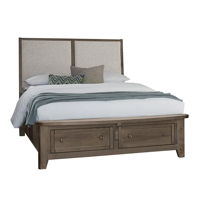 Woodbridge - Queen Storage Upholstered Bed With Grey Fabric - Dark Cashmere