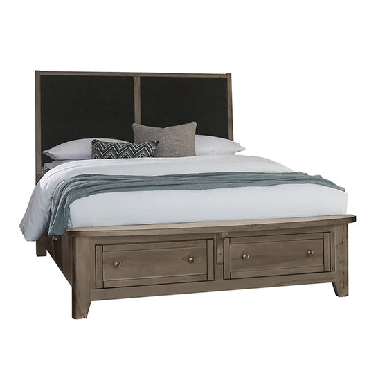 Woodbridge - Queen Storage Upholstered Bed With Black Fabric - Dark Cashmere