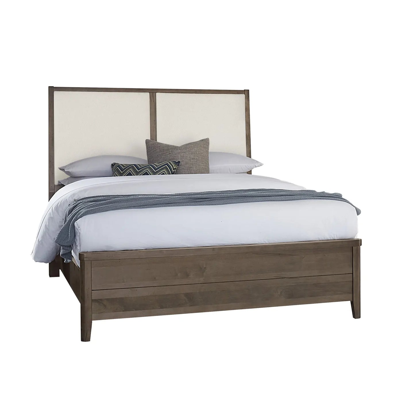 Woodbridge - King Upholstered Bed With White Fabric - Dark Cashmere