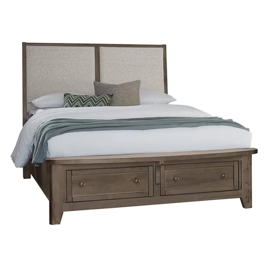 Woodbridge - King Storage Upholstered Bed With Grey Fabric - Dark Cashmere