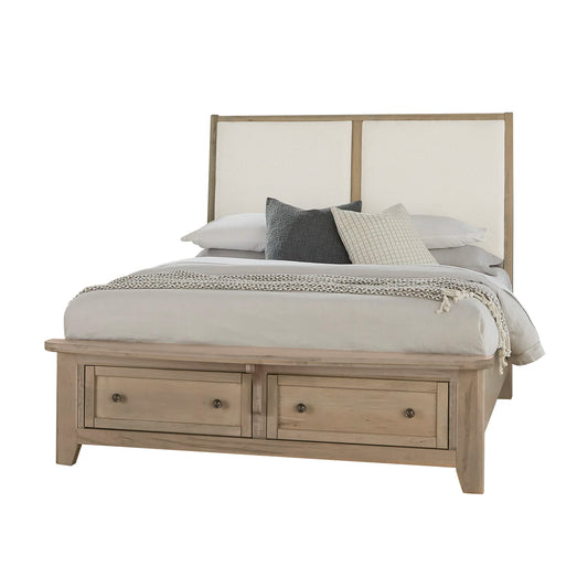 Woodbridge - Queen Storage Upholstered Bed With White Fabric - Shadow Gray