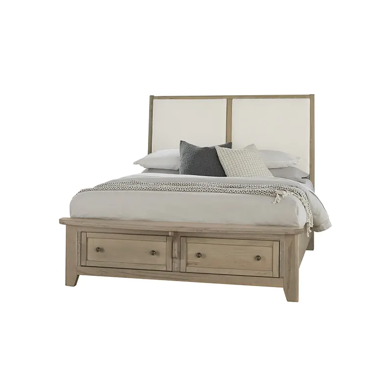 Woodbridge - Queen Storage Upholstered Bed With White Fabric - Shadow Grey