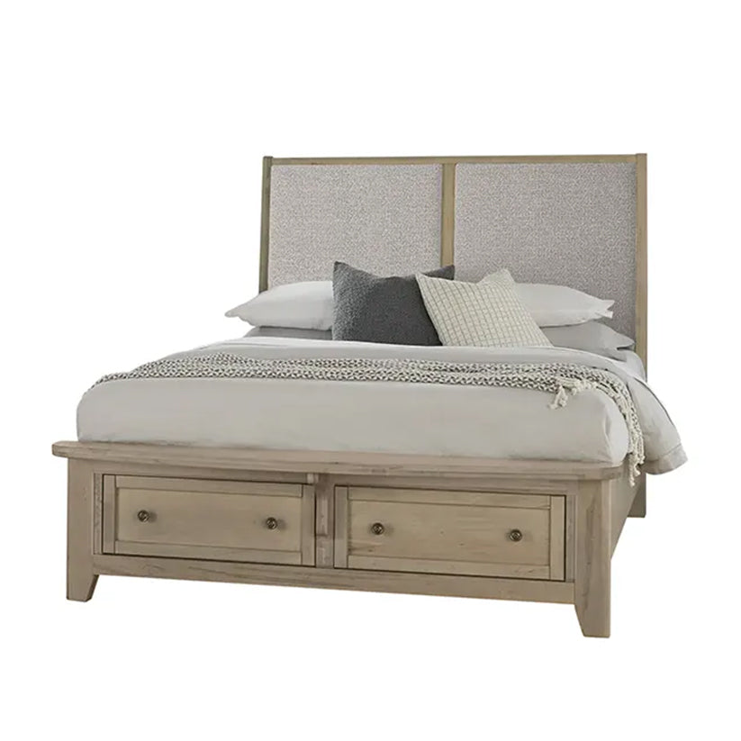 Woodbridge - Queen Storage Upholstered Bed With White Fabric - Shadow Grey